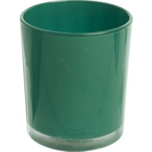 Zümrüt Yeşil Pastel Renk Cam Mumluk - Iç Boyama - Doluma Uygun