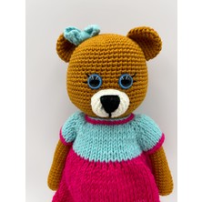 Merlin Knit Amigurumi El Örgüsü Elbiseli Kız Ayıcık Oyuncak Organik Ipli