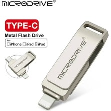 Microdrive 512Gb.iphone Lightning ve Type-C iphone Samsung Huawei Xiaomi Flash Bellek Otg Çift Taraflı Metal Sağlam Orjinal