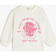 Koton Slogan Baskılı Bisiklet Yaka Uzun Kollu Sweatshirt