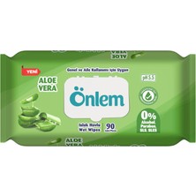 Önlem Islak Havlu Mendil 90 Yaprak Aloe Vera Plastik Kapaklı (5 Li Set) (450 Yaprak)