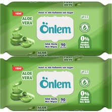 Önlem Islak Havlu Mendil 90 Yaprak Aloe Vera Plastik Kapaklı (2 Li Set) (180 Yaprak)