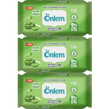 Önlem Islak Havlu Mendil 90 Yaprak Aloe Vera Plastik Kapaklı (3 Lü Set) (270 Yaprak)