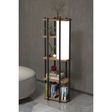 Woodhub Retohome 5 Raflı Lambaderli Kitap Rafı.,kitaplıklı Lambader Atlantik Çam