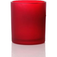 6 Lı Kırmızı Buzlu Düz Cam Bardak Mumluk