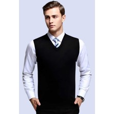 Uniquetrenders Erkek V Yaka Triko Tüylenmez Süveter Erkek Slim Fit Süveter