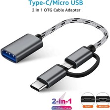 Derwell Yüksek Hızlı USB 3.0 Otg To Type C Micro USB Data Şarj Çevirici Dönüştürücü Adaptör Hasır Kablo