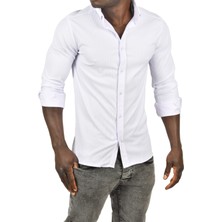 Deepsea Likralı Kumaşı Fitilli Slim Fit Uzun Kollu Gömlek 2500805