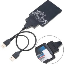 Derwell Yeni Çift USB 2.0 Sata 22 Pin 2.5 Inç Sabit Disk HDD Adaptörü Dönüştürücü Seri SSD Kablosu