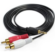 Derwell 3.5mm Çift 2rca Jak Kablosu 1.5m Stereo Splitter Aux Profesyonel Av Kablosu DVD Tv CD Ses Ampli Cabble