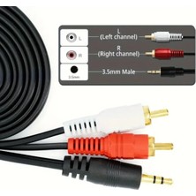 Derwell 3.5mm Çift 2rca Jak Kablosu 1.5m Stereo Splitter Aux Profesyonel Av Kablosu DVD Tv CD Ses Ampli Cabble