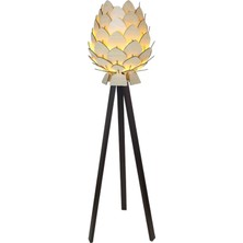 Woodhub Ahşap Lambader - Dekoratif Ahşap Kozalak Lambader Banu / Koyu Kahve Ayak