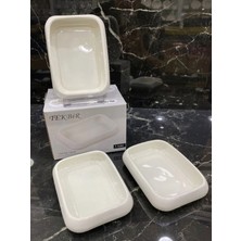 Tekbir Porselen 3'Lü Porselen Çok Amaçlı Sunum Tabağı 13x9.4x2.7(H) Cm