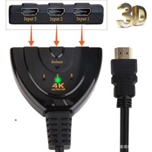 Derwell HDMI Switch 3 In 1 Out HDMI Giriş Çoklayıcı Port Kablolu Hdmı Otomatik Switch Çoğaltıcı Splitter