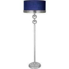 Woodhub Çift Küre Krom Kaplama Burgulu Metal Lambader - Özel Şerkt Krom Lacivert