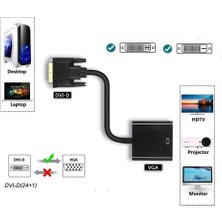 Derwell Dvı - D (24 1) To VGA Aktif Dönüştürücü Kablo (Dvı-D Erkek - VGA Dişi) Dvı In VGA Out Dvı VGA