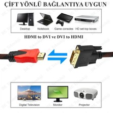 Derwell HDMI To DVI 24+1 Çevirici Dönüştürücü Monitör Kablosu 1.5 Metre Dual Link Dvı-D (24+1) Konnektörlü