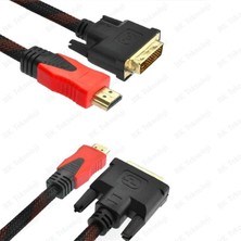 Derwell HDMI To DVI 24+1 Çevirici Dönüştürücü Monitör Kablosu 1.5 Metre Dual Link Dvı-D (24+1) Konnektörlü