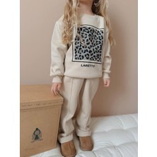 Sacro Kids Laretto Kalp Desenli Garson Boy Eşofman-Sweatshirt 3 İplik Şardonlu Kışlık Kız Çocuk Takım