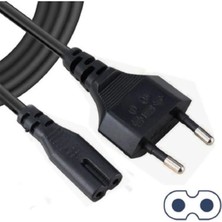 Derwell Power Güç Elektrik Kablosu C7 (Ps4/ps3/ps2/teyp- Laptop Adaptör-Işıldak ) 2 Pinli 1.5 Metre Siyah