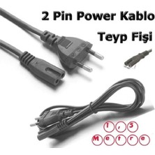 Derwell Power Güç Elektrik Kablosu C7 (Ps4/ps3/ps2/teyp- Laptop Adaptör-Işıldak ) 2 Pinli 1.5 Metre Siyah