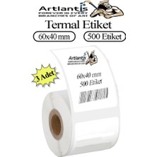 Artlantis 60X40 mm Barkod Etiketi Yapışkanlı 3 Adet Rulo Etiket Termal Barkot Terazi Etiketi 500 Lü Barkod Yazıcılarına Uyumludur