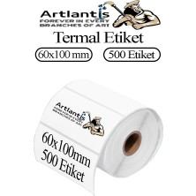 Artlantis 60X100 mm Barkod Etiketi Yapışkanlı 1 Adet Rulo Etiket Termal Barkot Terazi Etiketi 500 Lü Barkod Yazıcılarına Uyumludur