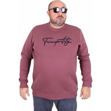 Starbattal Erkek Büyük Beden Sıfır Yaka Sweat Twenty 24200 Eflatun