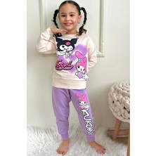 Yağmur Giyim Pjk2i Kuromi Desenli Lila 2 İp Pamuk Kız Çocuk Eşofman Takımı 3-10 Yaş 7448-L