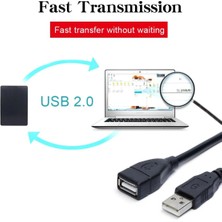 Derwell 1.5 Metre USB Erkek To Dişi Uzatma Uzatıcı Ara Kablo USB Extension Cable Cabble Yüksek Hız Siyah