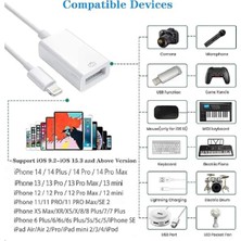 Derwell Iphone Lightning USB Ipad Iphone Için 15 14 13 12 11 Pro x Xr 8 7 Otg Kablo Veri Aktarma USB Cihazı