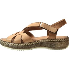 Beety 09.135 Hakiki Deri Taba & Siyah Anatomik Ped Taban Kadın Sandalet