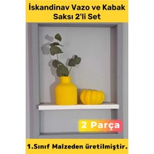 Premium Seri Elite Ürün Evinizde-Hediyelik Şık Iskandinav Vazo ve Kabak Saksı 2'li Set (Verniksiz)
