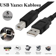 Derwell Yazıcı Kablosu Ara Printer USB Bağlantı Bağlama Kablo Network Lazer Hp Canon Brother Kablosu 5 Metre