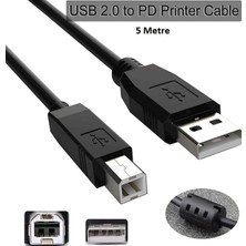 Derwell Yazıcı Kablosu Ara Printer USB Bağlantı Bağlama Kablo Network Lazer Hp Canon Brother Kablosu 5 Metre