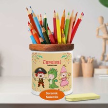 Cadılar Bayramında Çocuklar Ahşap Seramik Kalemlik-21480