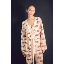 Kaplan Desenli V Yaka 3 Lü Pijama Takımı