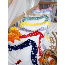 Baby Clime, Gri Fırfırlı Nakışlı Kırlent 40x40 cm Bebek İsimli Takı Yastığı İçi Dolgulu B1