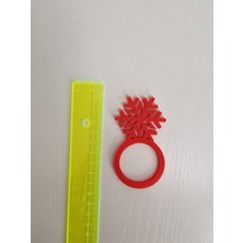 Hobi Kafe Yılbaşı Için Kar Tanesi Temalı 8 Li Kırmızı  Renk Peçete Halkası(Sert Plastiktir)