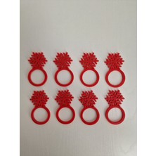 Hobi Kafe Yılbaşı Için Kar Tanesi Temalı 8 Li Kırmızı  Renk Peçete Halkası(Sert Plastiktir)