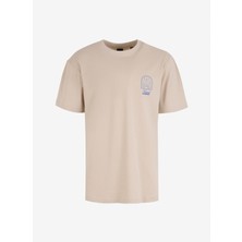 Only & Sons O Yaka Baskılı Açık Bej Erkek T-Shirt Onskason Rlx Prınt Ss Tee