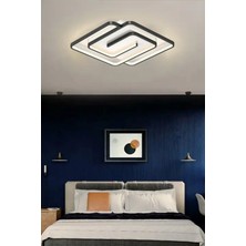 Labirent Model Tavan LED Avize, 3 Renkli LED Avize, Kumandalı Avize, Kare Metal Siyah Avize,yüksek Aydınlatmalı Avize