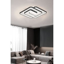 Labirent Model Tavan LED Avize, 3 Renkli LED Avize, Kumandalı Avize, Kare Metal Siyah Avize,yüksek Aydınlatmalı Avize