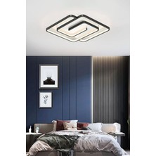 Labirent Model Tavan LED Avize, 3 Renkli LED Avize, Kumandalı Avize, Kare Metal Siyah Avize,yüksek Aydınlatmalı Avize