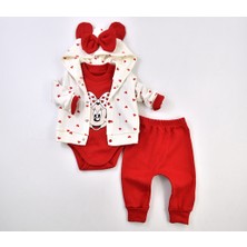 Little Pumpkin Hırkalı 3lü Mickey Desenli Kız Bebek Yılbaşı Takım