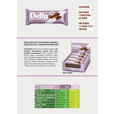 Delly Beyaz Çikolata ve Kurabiye Aromalı, Çikolata Kaplı, Yüksek Protein Bar 40G