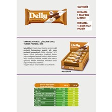 Delly Karamel Aromalı, Çikolata Kaplı, Yüksek Protein Bar 40G