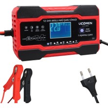 UCOMEN UC-C121001A Kırmızı 12/24 Volt 10 Amper LED Göstergeli Akü Şarj Cihazı