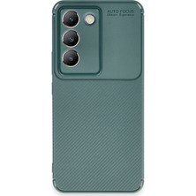 Hatreds Vivo V30 Lite 4g Uyumlu Kılıf Kamera Korumalı Karbon Tasarım Kapak - Koyu Yeşil