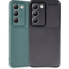 Hatreds Vivo V30 Lite 4g Uyumlu Kılıf Kamera Korumalı Karbon Tasarım Kapak - Koyu Yeşil